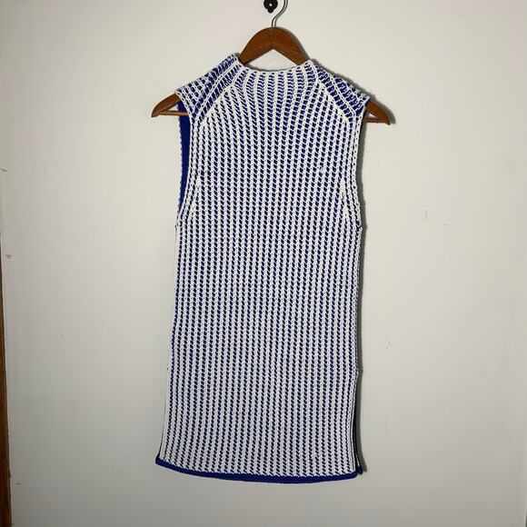 Womens 3.1 Phillip Lim White and Blue Sleeveless Turtleneck Sweater Size XS EUC - Picture 4 of 4
